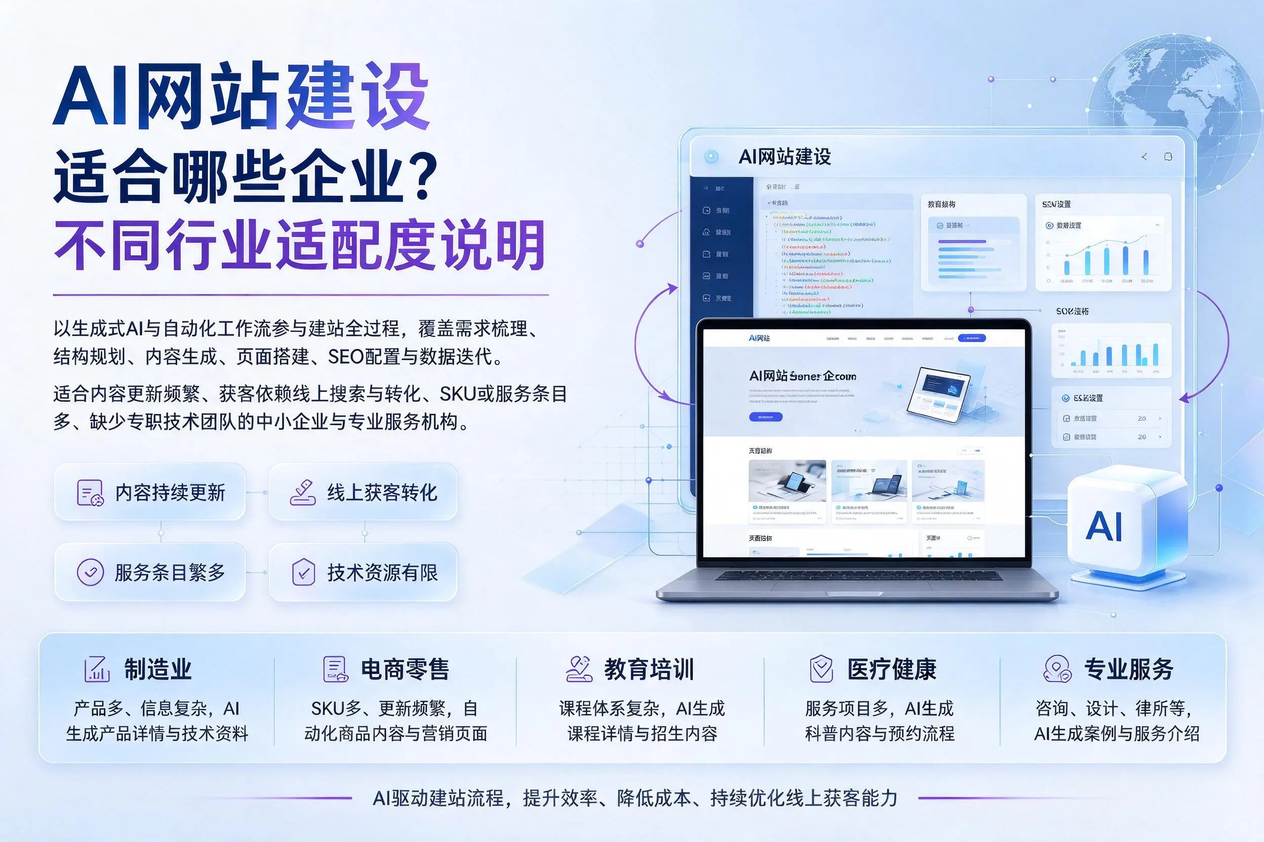 AI网站建设适合哪些企业？中山不同行业适配度说明